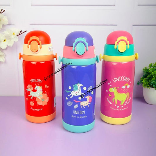 Double Cap Unicorn Stainless Steel Water Bottle - 450ml