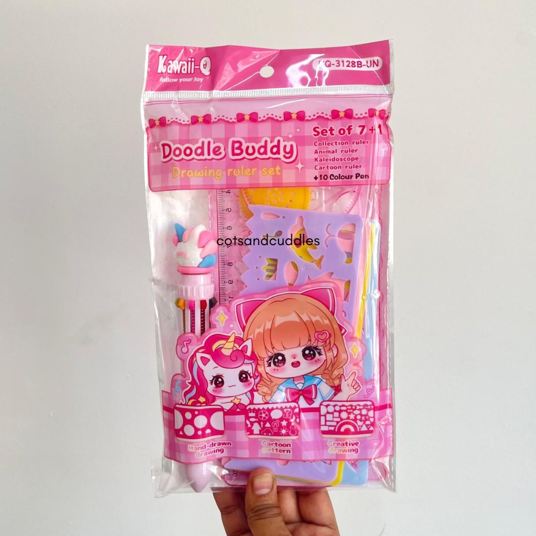 Drawing Ruler Set with 10-Color Pen