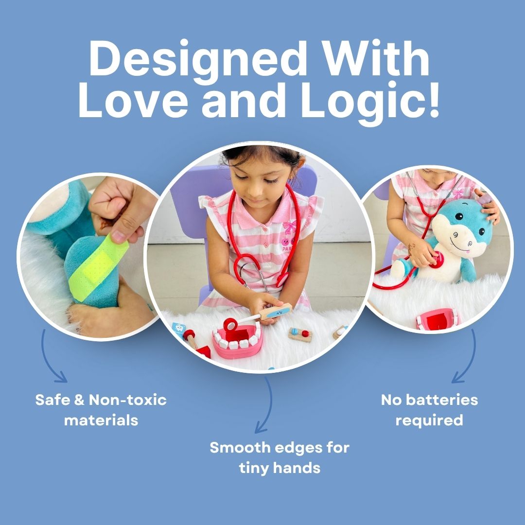 Cots and Cuddles Premium Wooden Junior Doctor Set Pretend Play for Kids