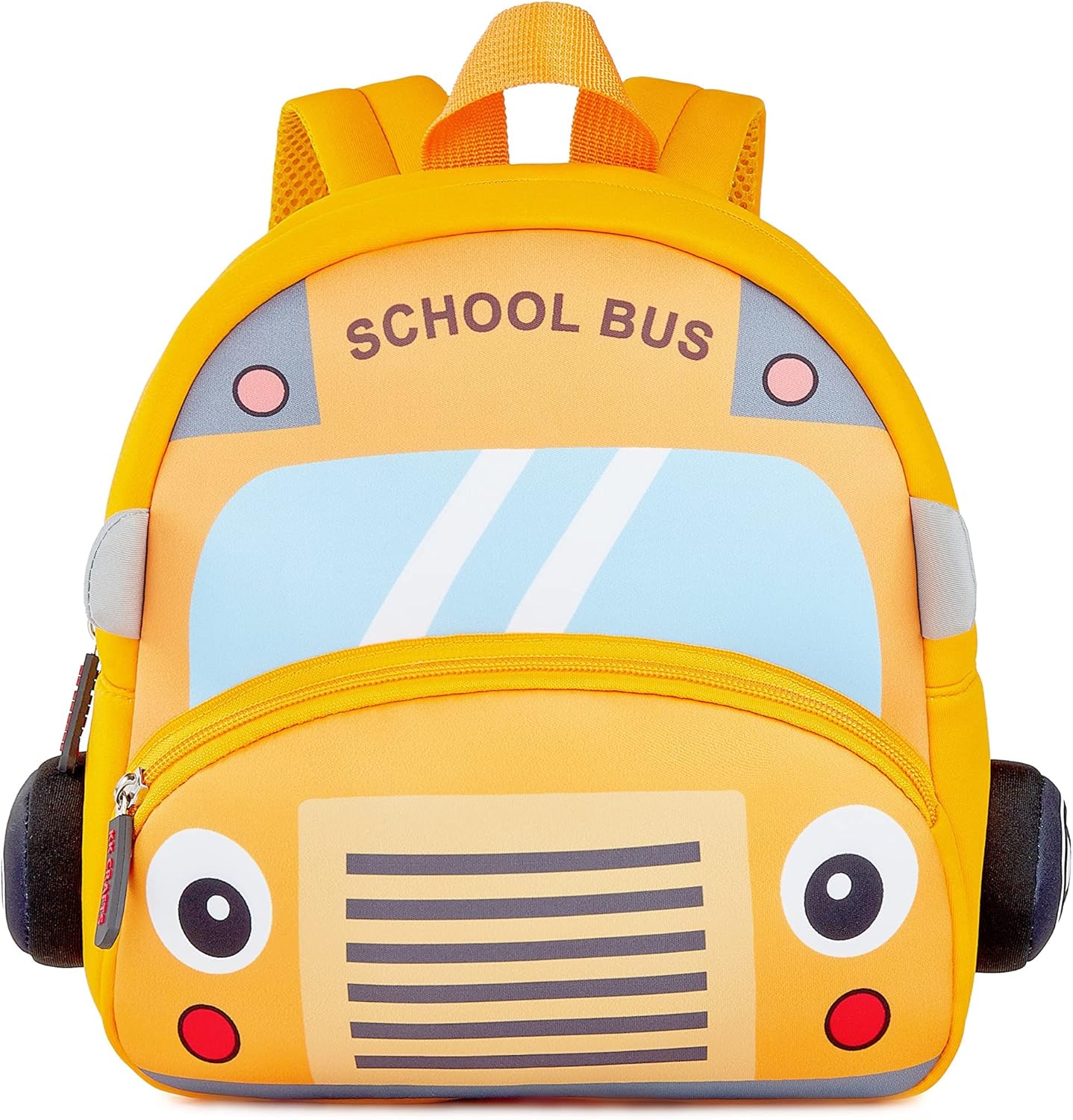 Cute Cartoon Bus Soft Plush Backpack with Front Pocket for Kids (Orange)