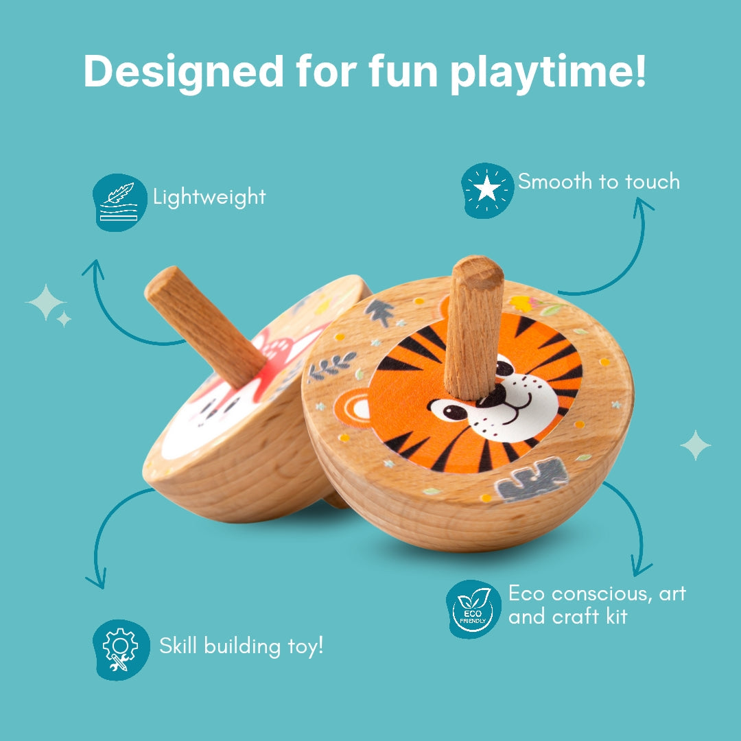 Pack of 10 | Cots and Cuddles Wooden Spinning Top Toy - - Per Pcs (Prepaid Only)