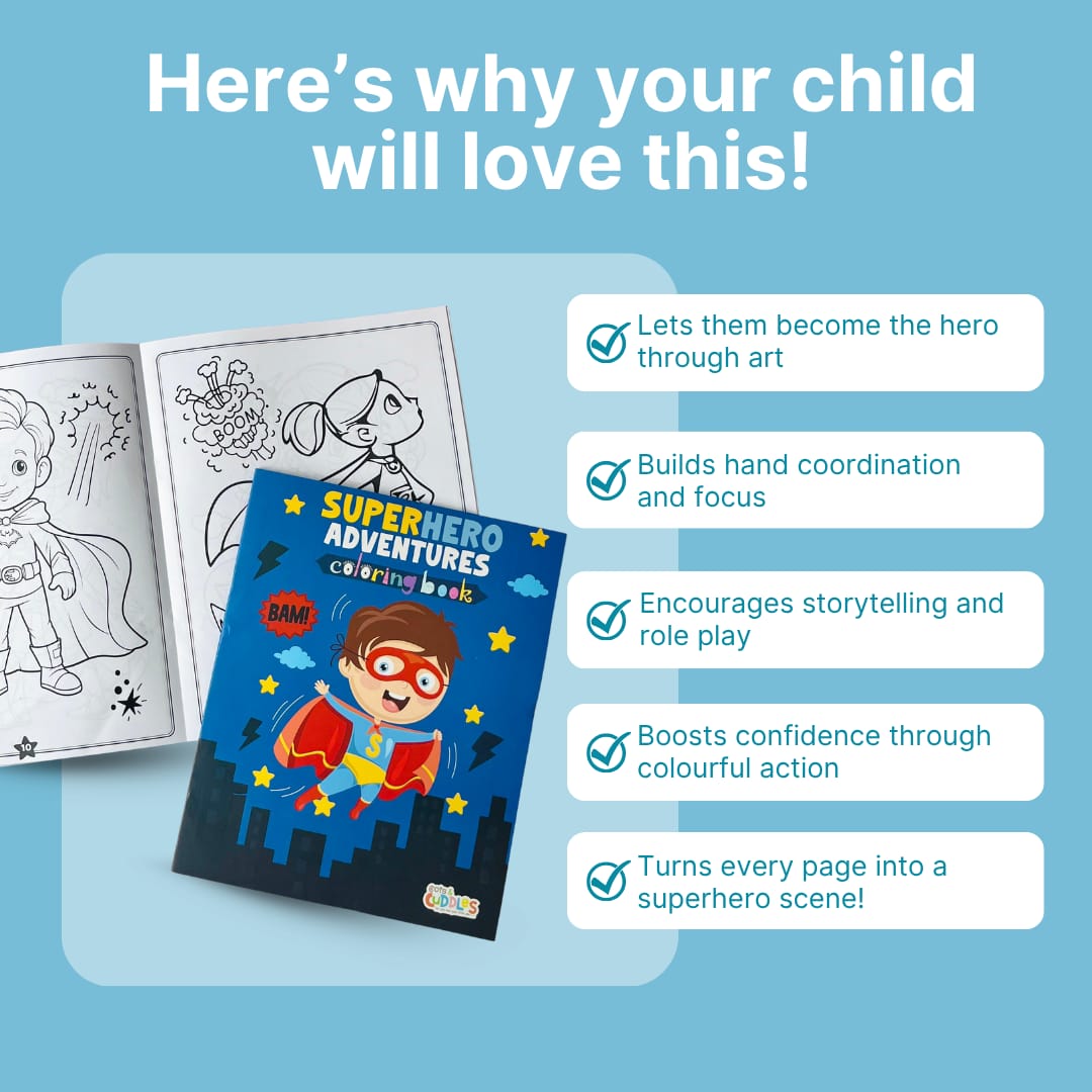 Pack of 10 | Cots and Cuddles Cartoon Colouring Book for Kids - 99 per pcs- (Superhero)