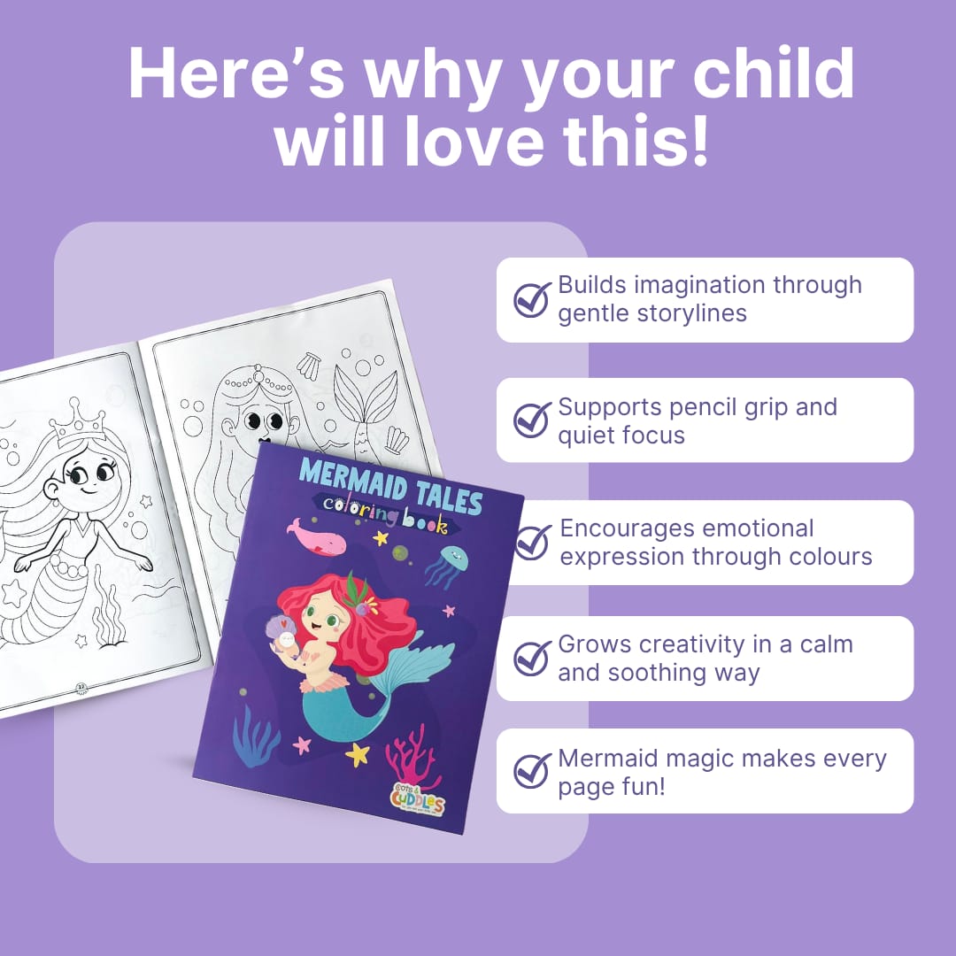 Pack of 10 |Cots and Cuddles Cartoon Colouring Book for Kids - 99 per pcs - (Mermaid)