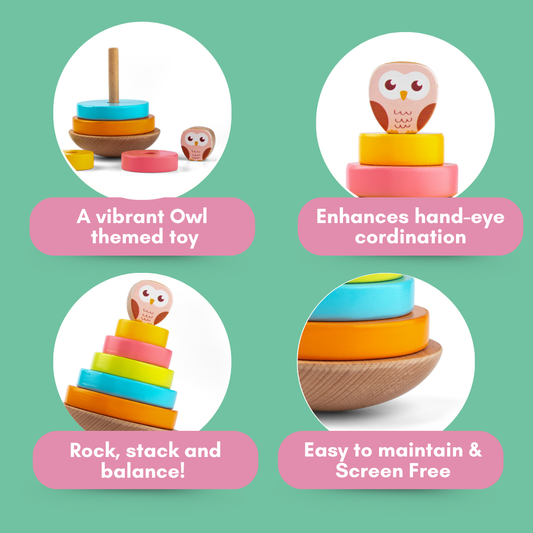 Cots and Cuddles Wobbling Owl Stacking Toy for Kids 1 Year+