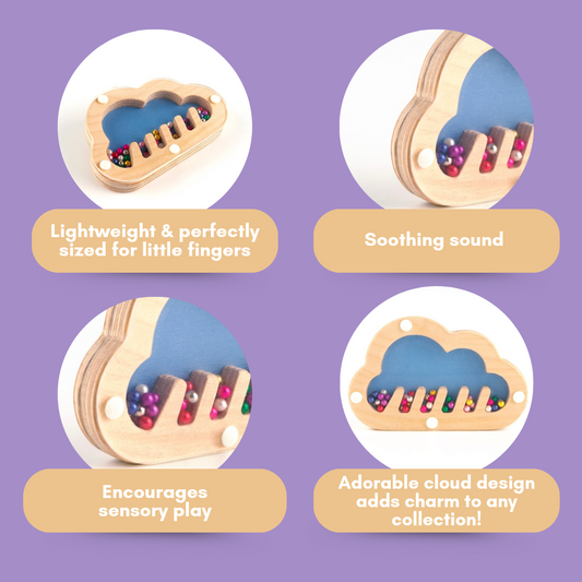 Cots and Cuddles Wooden Cloud Shape Rattle for Kids Age 6 month+