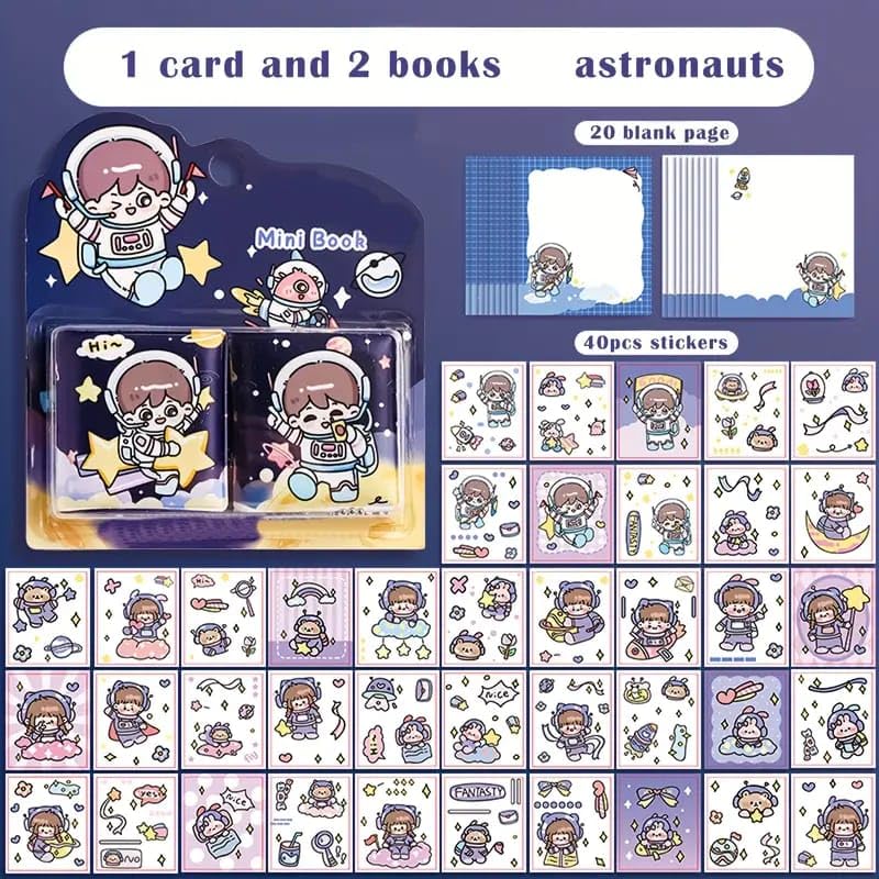 Space Mini Diary for Kids with Writable Paper and Decorative Stickers