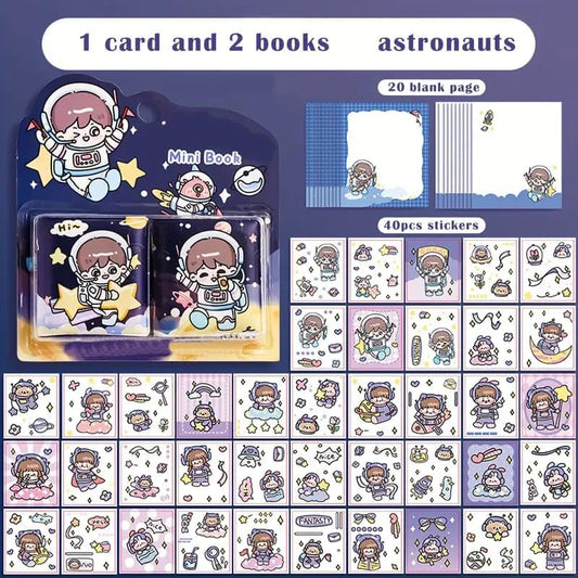 Space Mini Diary for Kids with Writable Paper and Decorative Stickers