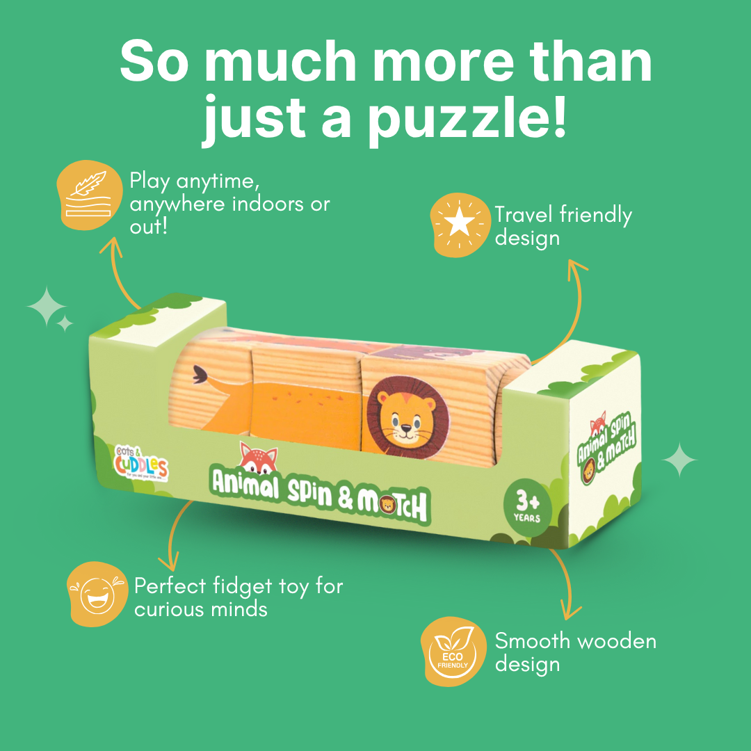 Cots and Cuddles Wooden Animal Rotate & Match Puzzle