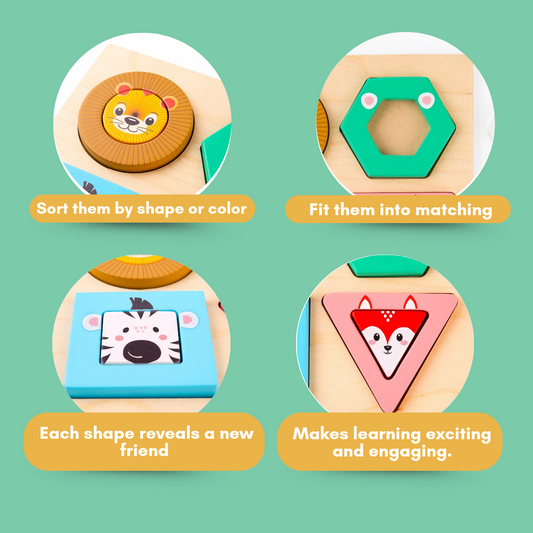 Cots and Cuddles Wooden Animal Design Stack and Sort