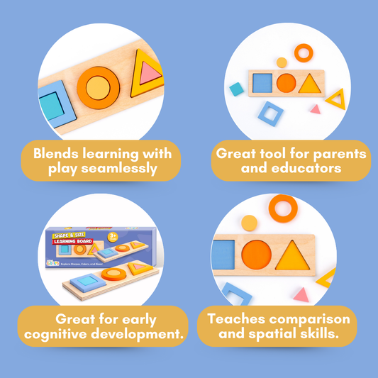 Cots and Cuddles Wooden Shape and Size Learning Board