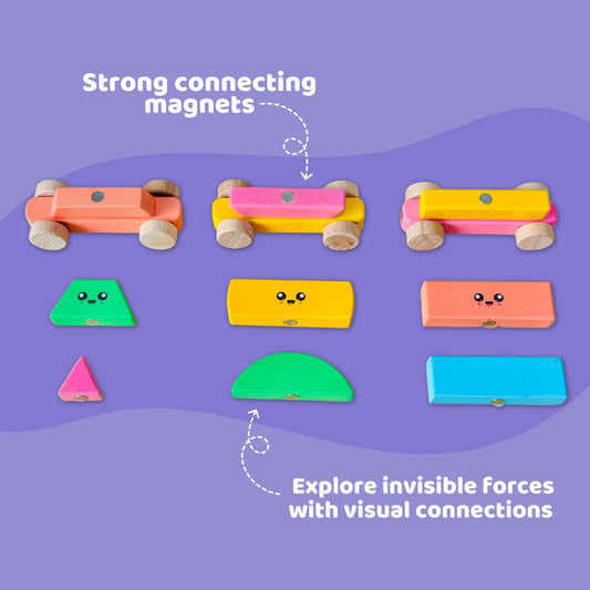 Cots and Cuddles Wooden Magnetic Shapes Train for Kids Age 3+