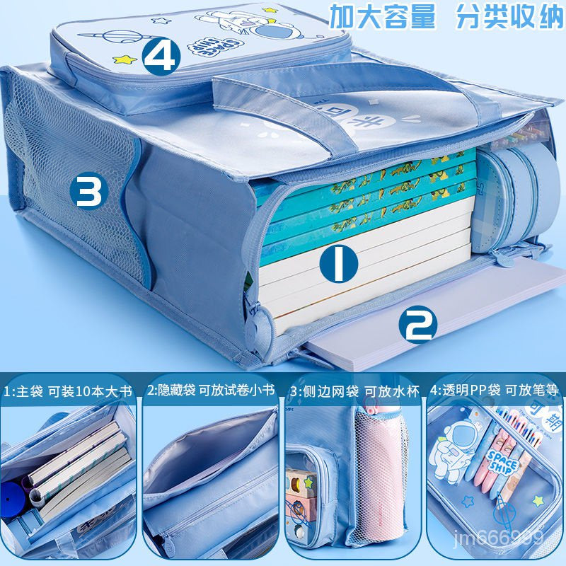 Cute Hand Carry Children's Tutorial Bag Super Large Capacity (Square Zip)