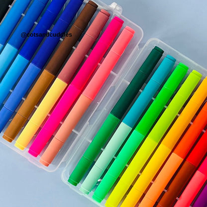 2 in 1, 36 Colours Twin Water-Based Colour Marker 18pcs