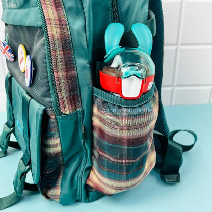 Dark Checks Backpack with Multiple Compartments, Pockets, and Side Bottle Holders: Stay Organized On-the-Go