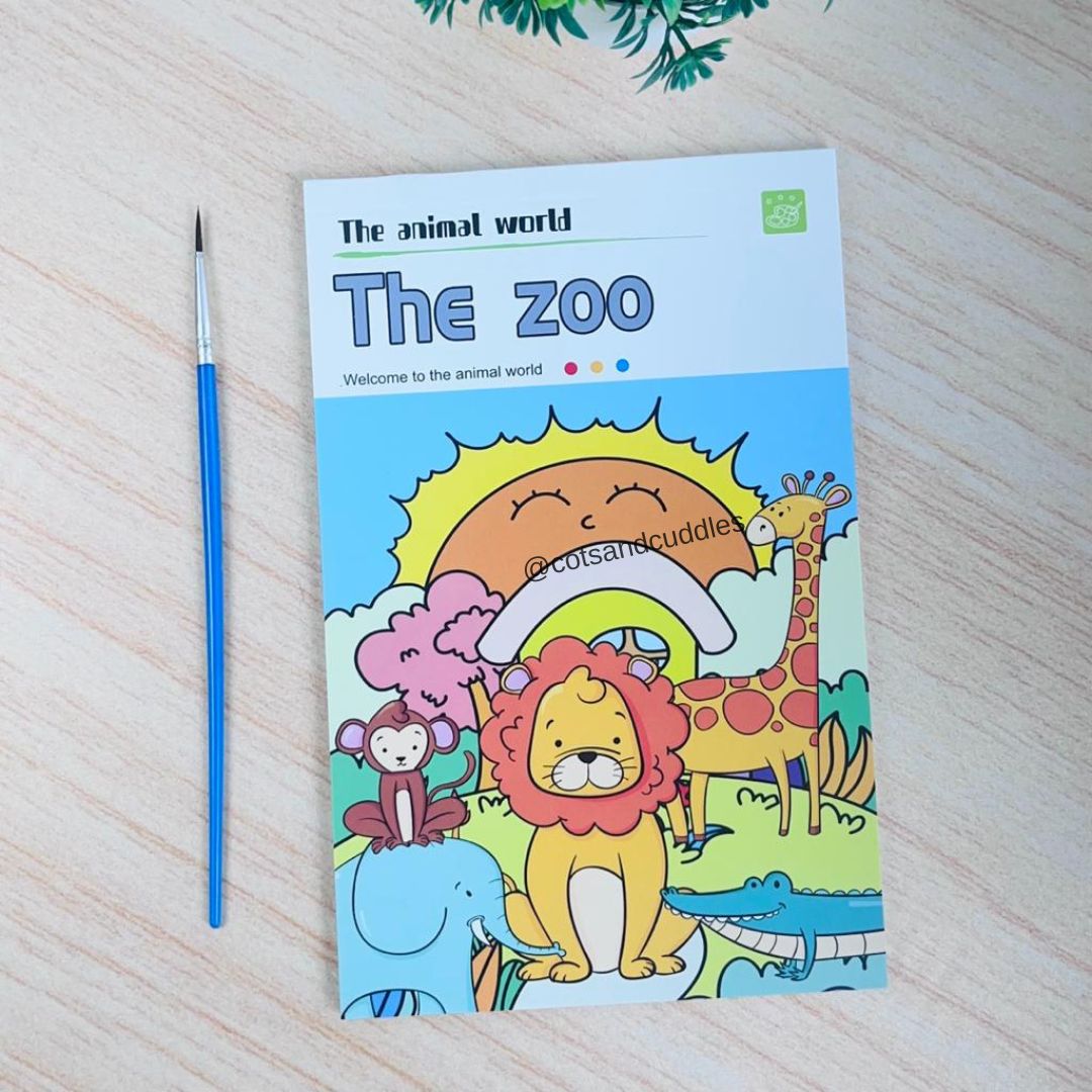 Doodle Delights: Compact Drawing Book with 6-Color Strip and Paintbrush (Zoo)