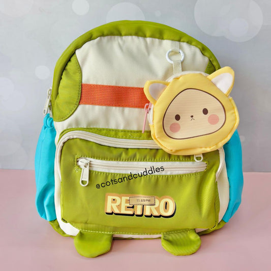 Cartoon Design Backpack with Coin Pouch For Kids