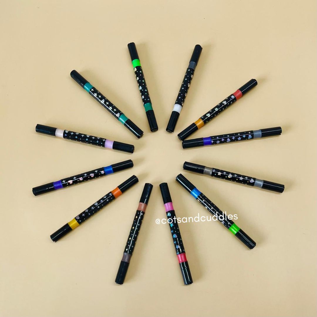12pc Glitter Dual-Tip Marker Pen Set
