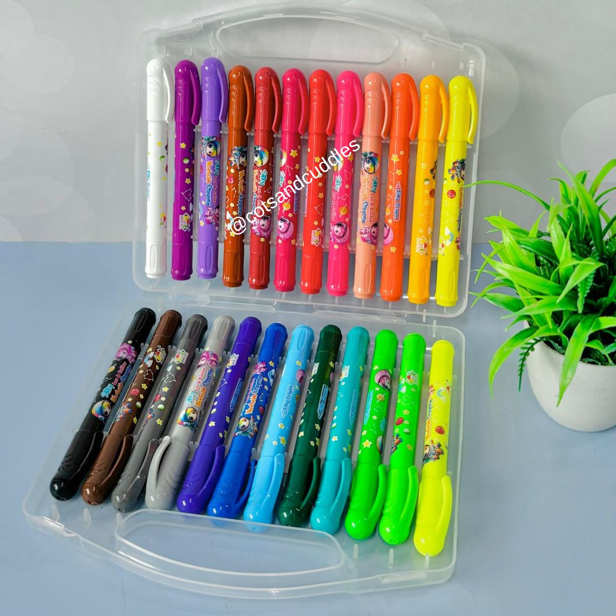 24 Colors Silky Washable Crayons for Art Painting Effects
