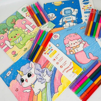 Creative Art Doodle Book Set with Markers