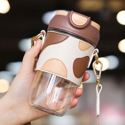 Classy Sipper Glass with Faux leather sleeves - 500ml