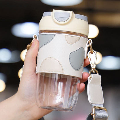 Classy Sipper Glass with Faux leather sleeves - 500ml