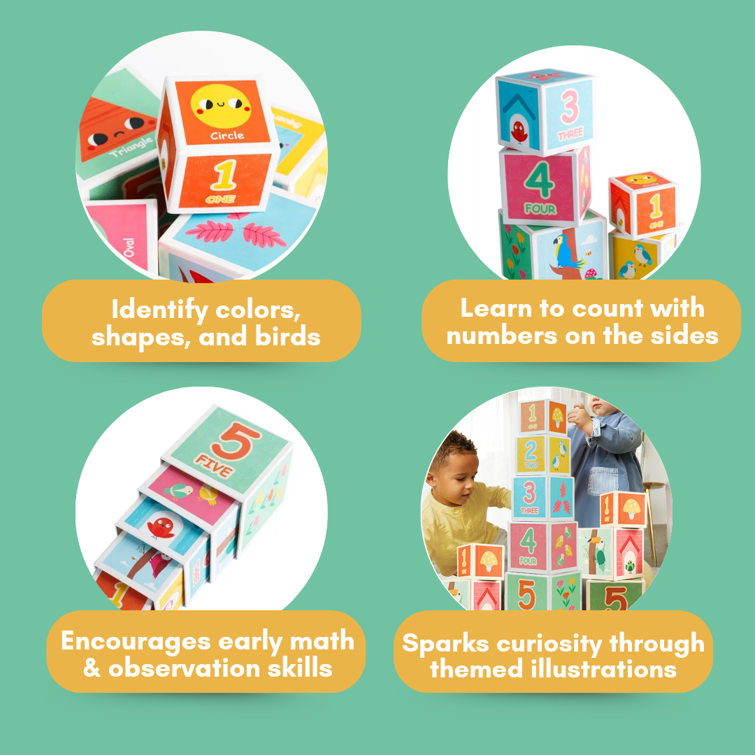 Cots and Cuddles Nature Birds Theme 5 Layer Stacking Cube for Kids Age 1+