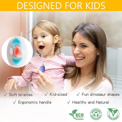 Cute 3D Dino Shape Microfiber Soft Bristles Toothbrush for Kids Age 2+ (Pack of 1)