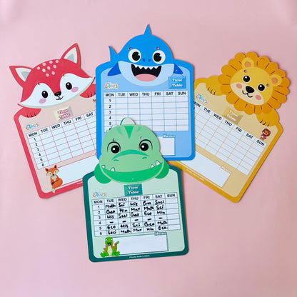 Pack of 8 | Cots and Cuddles Animal Design Write and Wipe Board for Kids