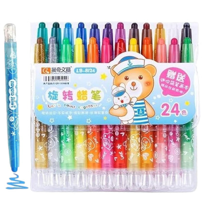 Colorful Creations: 12/24 Rotating Crayons for Kids' Artistic Adventures Small