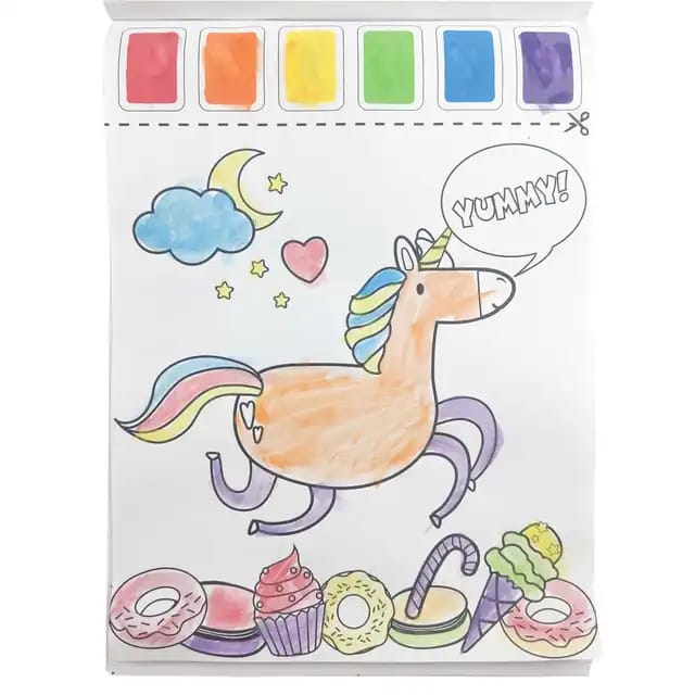 Doodle Delights: Compact Drawing Book with 6-Color Strip and Paintbrush (Zoo)