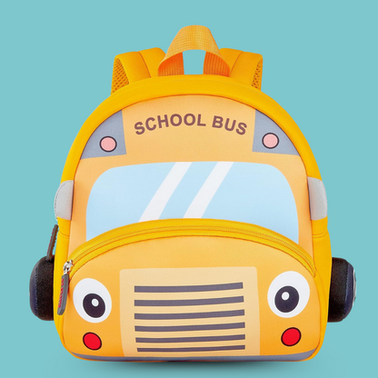 Cute Cartoon Bus Soft Plush Backpack with Front Pocket for Kids (Orange)