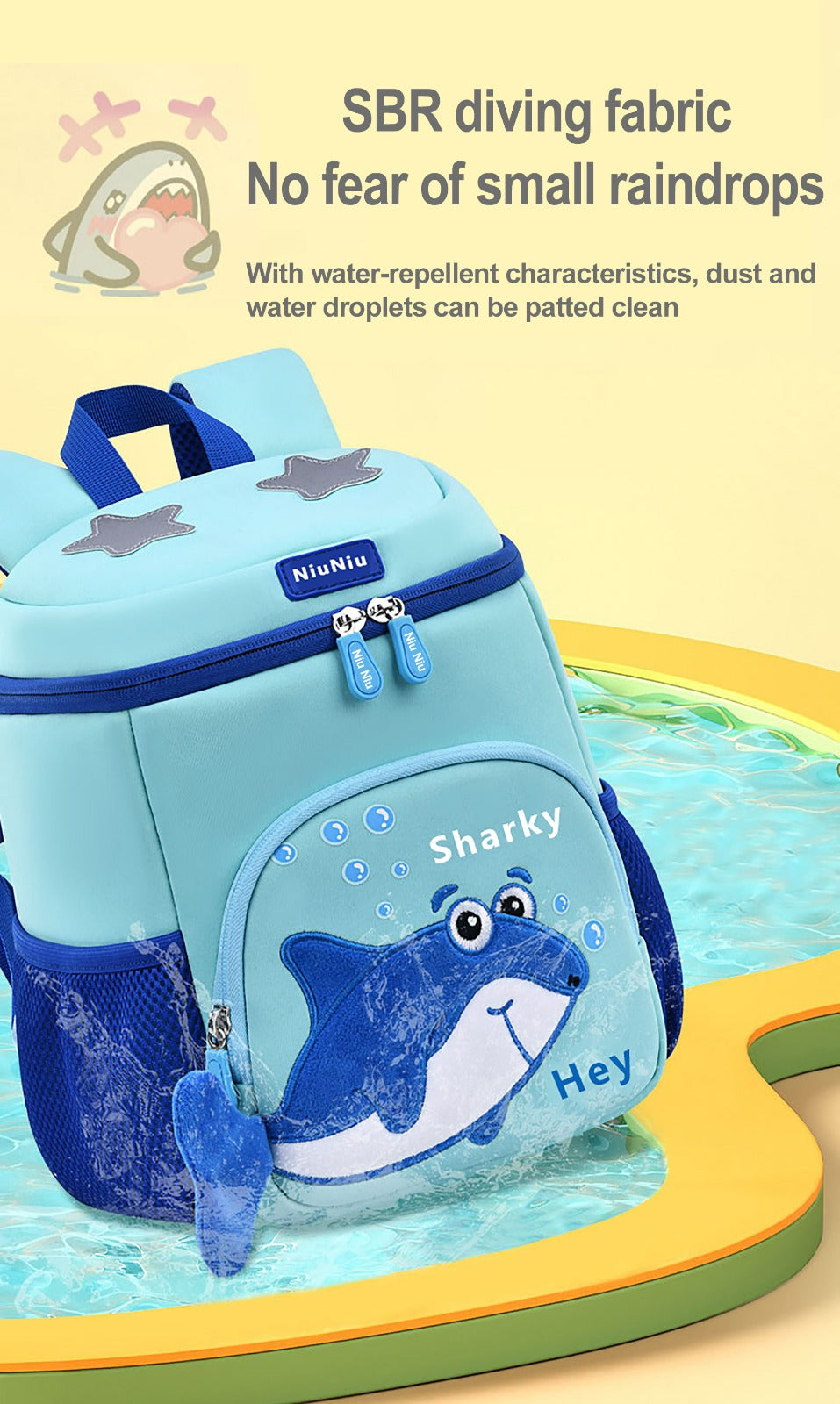 shark design backpack for kids