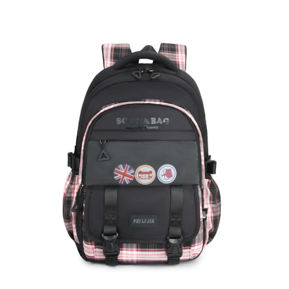 Dark Checks Backpack with Multiple Compartments, Pockets, and Side Bottle Holders: Stay Organized On-the-Go