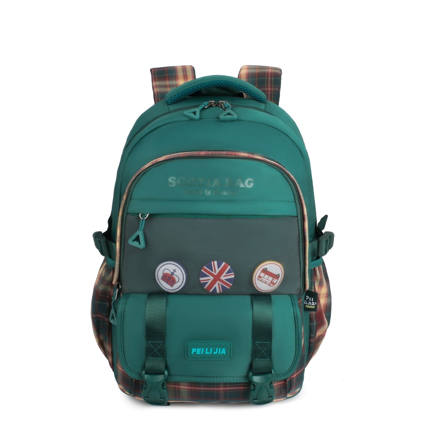 Dark Checks Backpack with Multiple Compartments, Pockets, and Side Bottle Holders: Stay Organized On-the-Go