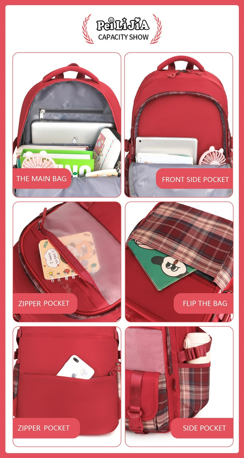 Dark Checks Backpack with Multiple Compartments, Pockets, and Side Bottle Holders: Stay Organized On-the-Go