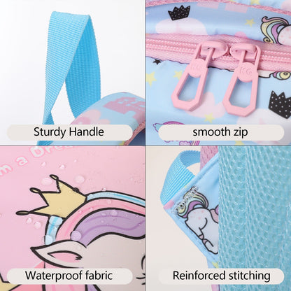 Unicorn Design Backpack for Kids (Pink-Blue)
