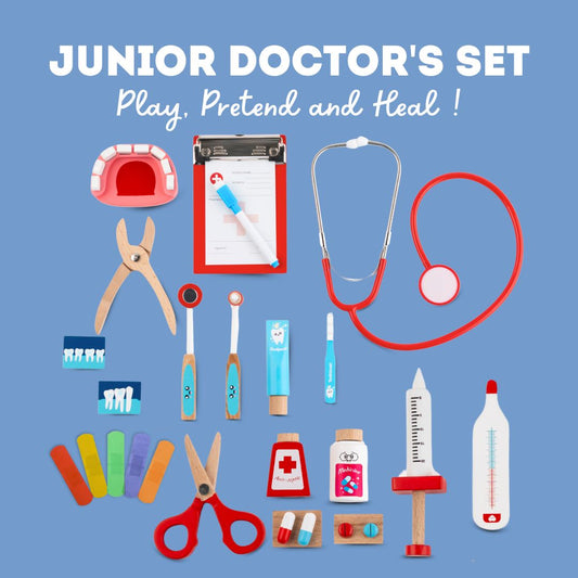 Cots and Cuddles Premium Wooden Junior Doctor Set Pretend Play for Kids