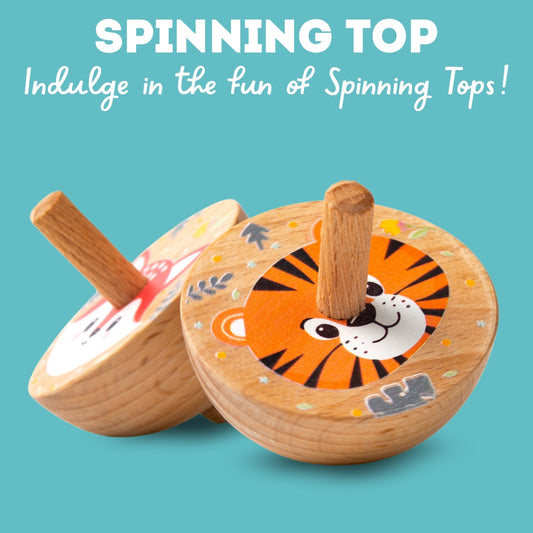Pack of 10 | Cots and Cuddles Wooden Spinning Top Toy - - Per Pcs (Prepaid Only)