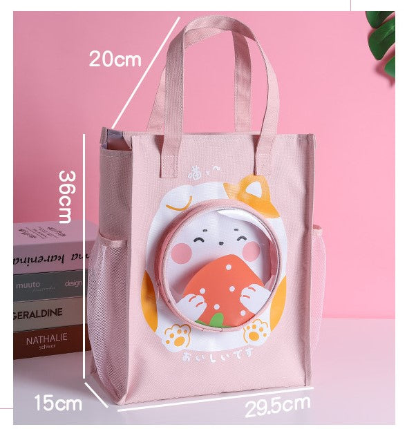 Cute Hand Carry Children's Tutorial Bag Super Large Capacity (Round Zip)