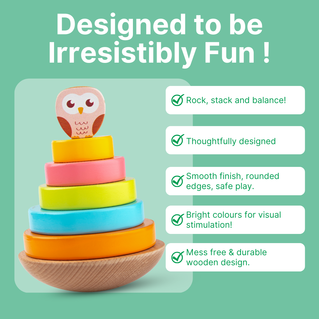 Owl-Shaped Wobbling Ring Stacker for Early Learning