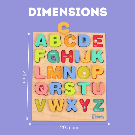 Cots and Cuddles Wooden Alphabet Board for Kids Age 1+