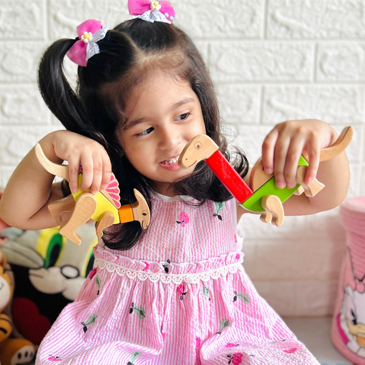 Cots and Cuddles Premium Quality Wooden Dino Magnetic Blocks 26pcs