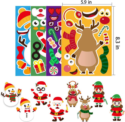 12 Random Sheets DIY Christmas Stickers ??Make-a-Face Holiday Craft for Kids