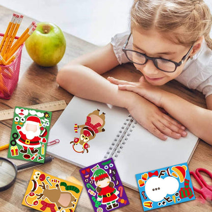 12 Random Sheets DIY Christmas Stickers ??Make-a-Face Holiday Craft for Kids