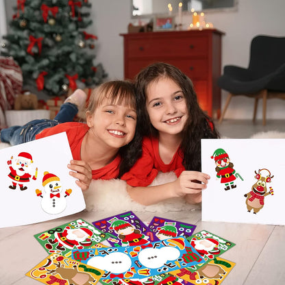 12 Random Sheets DIY Christmas Stickers ??Make-a-Face Holiday Craft for Kids