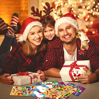 12 Random Sheets DIY Christmas Stickers ??Make-a-Face Holiday Craft for Kids