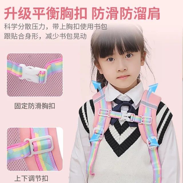 Cute Rabbit with Bow Design Backpack with Removable Front Pocket to Side Bag with Strap for Kids