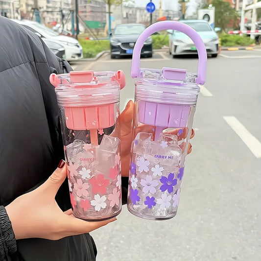 650ml Floral Design Bottle with Handle for Kids