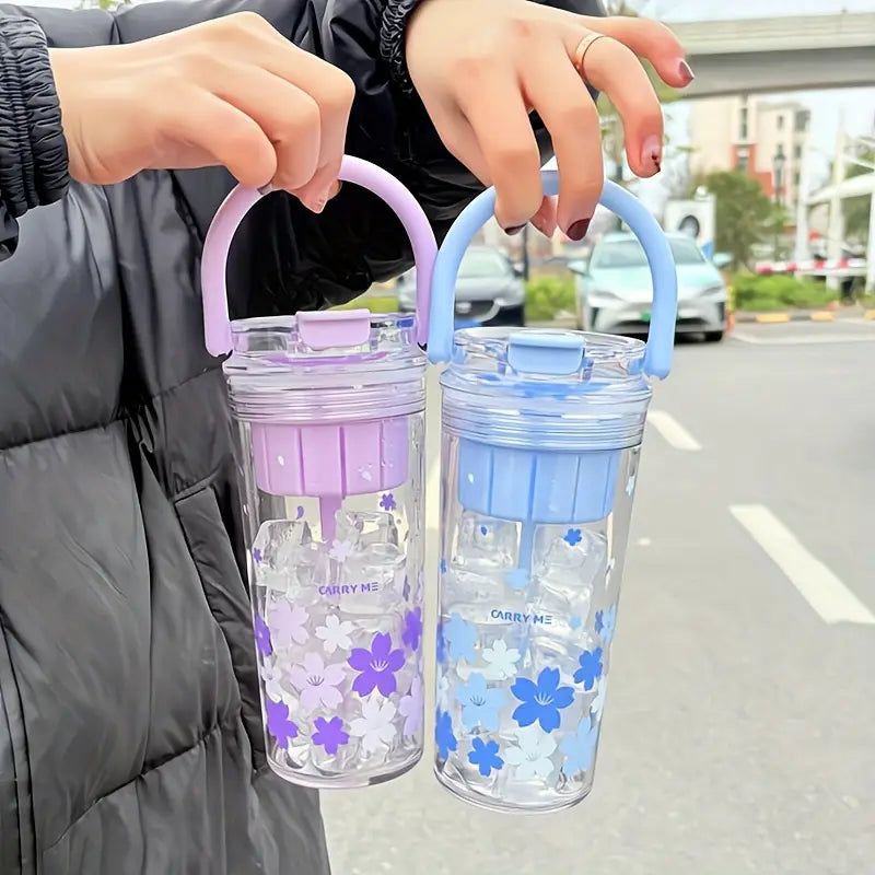 650ml Floral Design Bottle with Handle for Kids