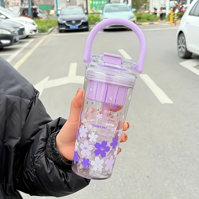650ml Floral Design Bottle with Handle for Kids